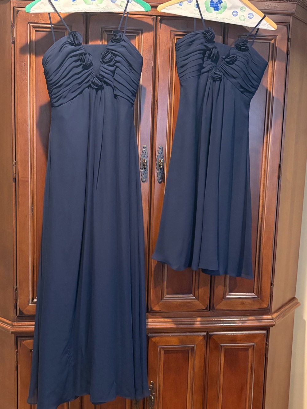 Bari Jay Navy Blue Chiffon Maxi Dresses (set of 2 for Jr. Bridesmaids)